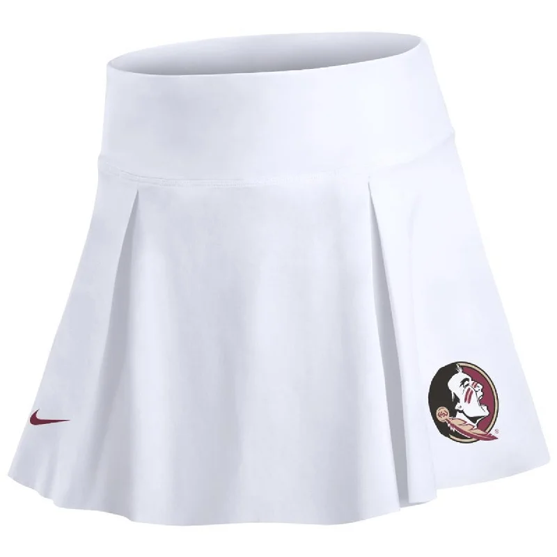 Nike Women's Seminole Logo Club Tennis Skirt - White