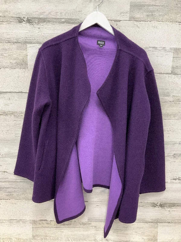 Sweater Cardigan By Eileen Fisher In Purple, Size: M