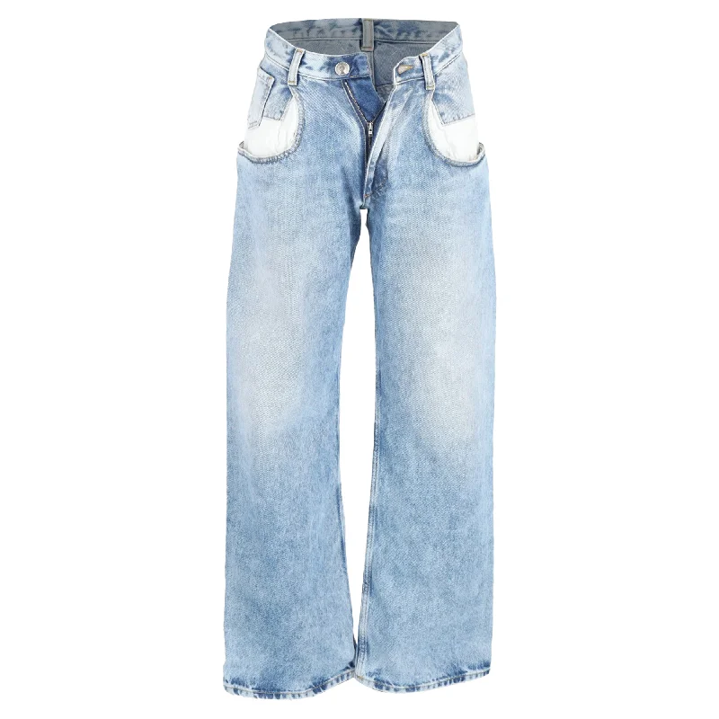 Maison Margiela Contrast Pocket Straight Leg Jeans In Light Blue Denim