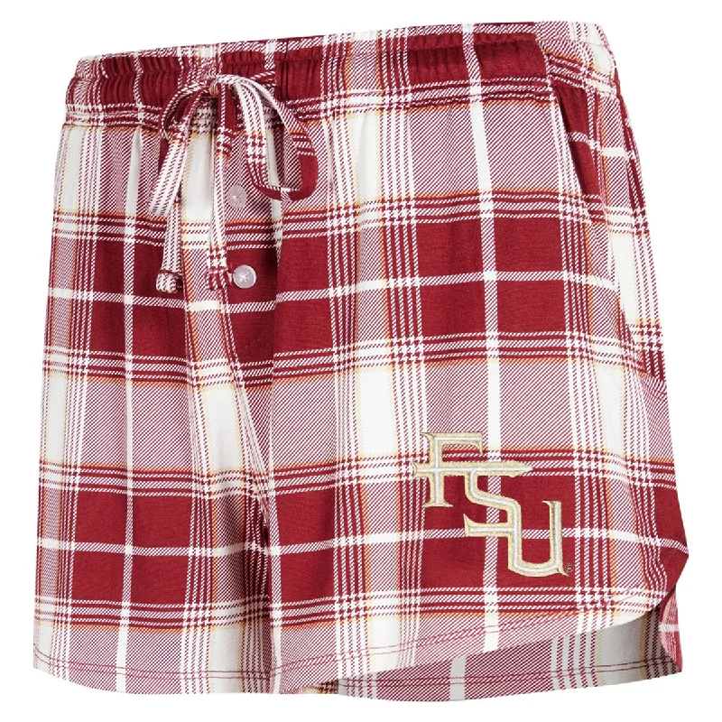 Concept Sports Women's Stacked FSU Plaid Short - Garnet/White