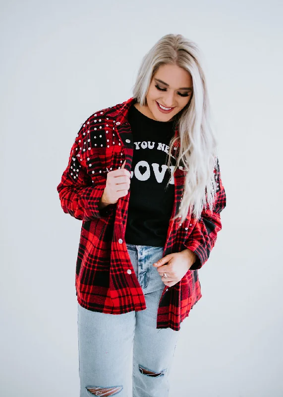 Scarlett Studded Plaid Shacket FINAL SALE