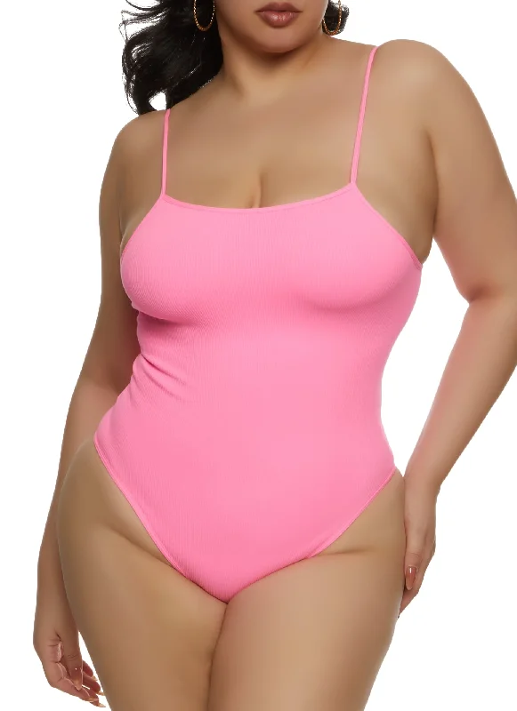 Plus Size Seamless Criss Cross Back Cami Bodysuit