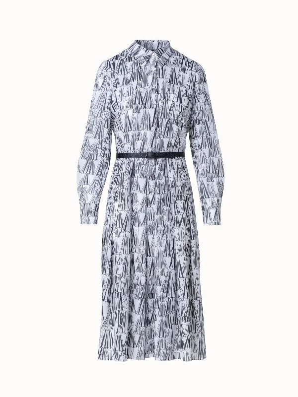 Cotton Shirt Dress with Asagao Print