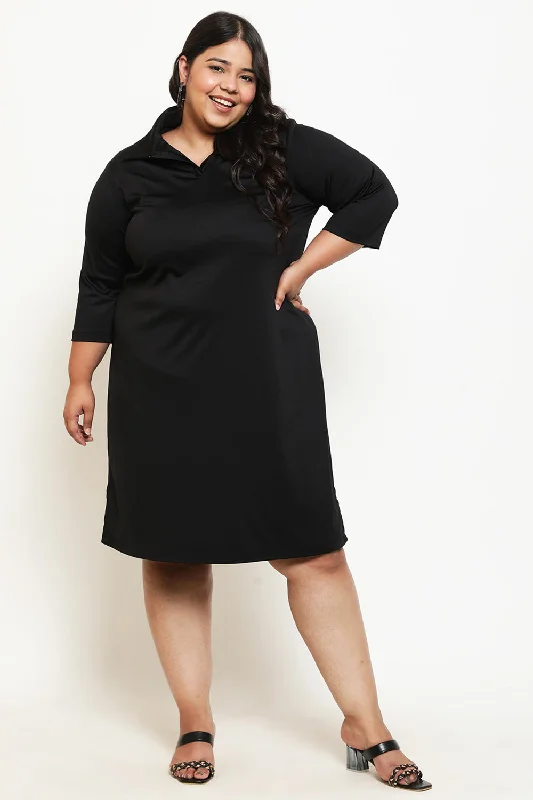 Black Winter Shirt Dress