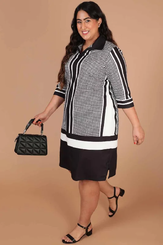 Houndstooth Print Shirt Dress