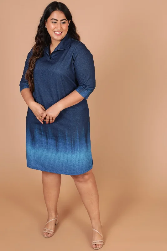 Midnight Denim Ombre Shirt Dress