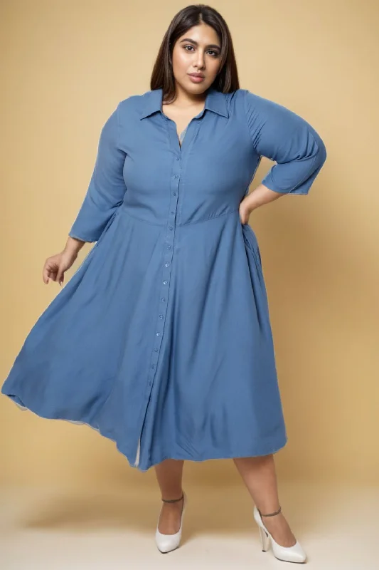 Plus Size Blue Shirt Dress