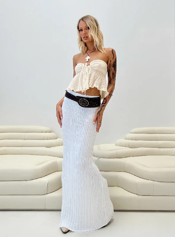 Belle Knit Maxi Skirt White Tall