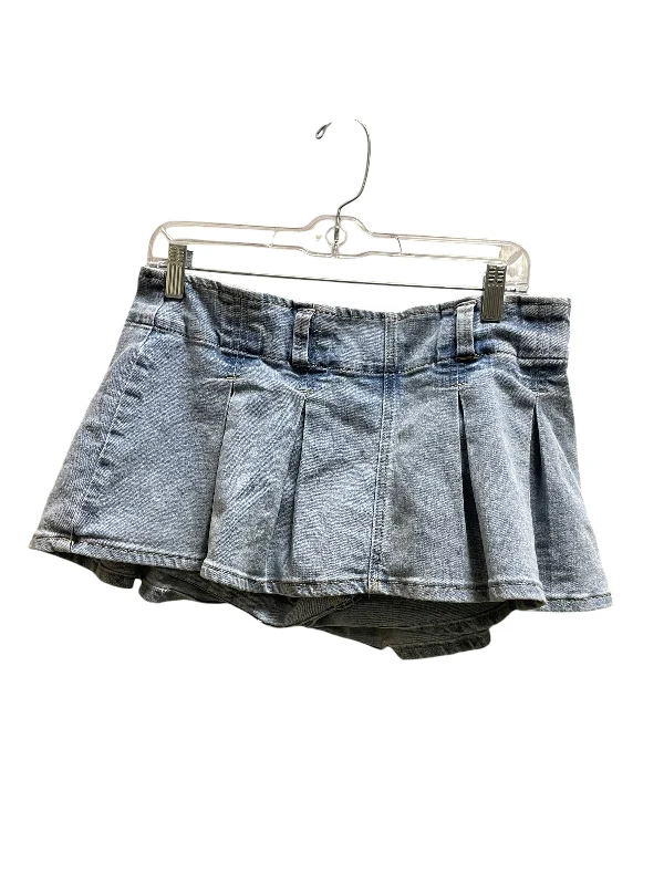 Skirt Mini & Short By Almost Famous In Blue Denim, Size: 12