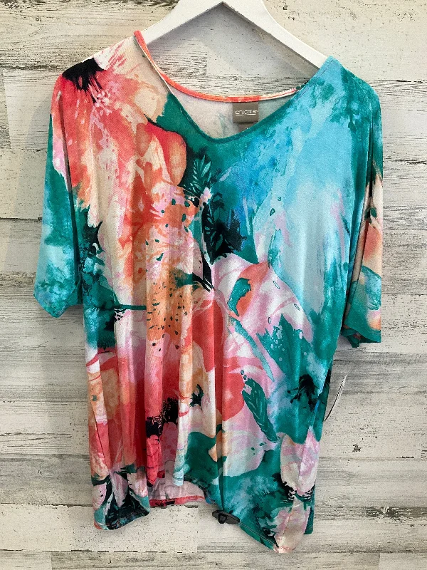 Top Short Sleeve By Chicos In Multi-colored, Size: L