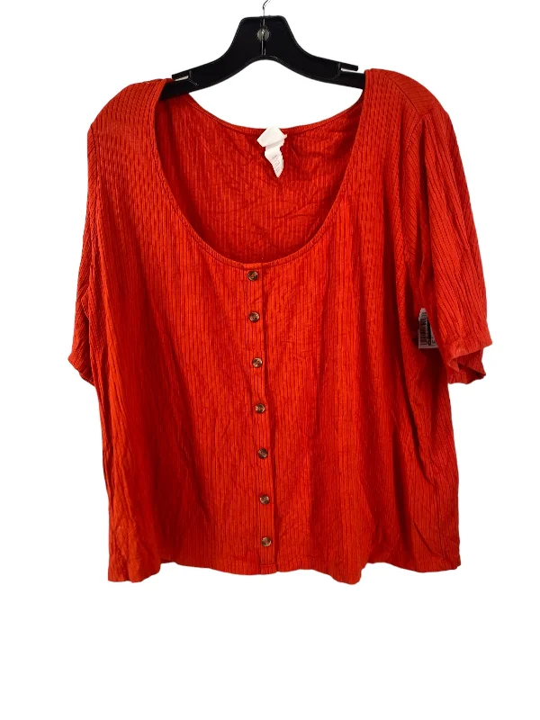 Top Short Sleeve By H&m In Red, Size: Xxl