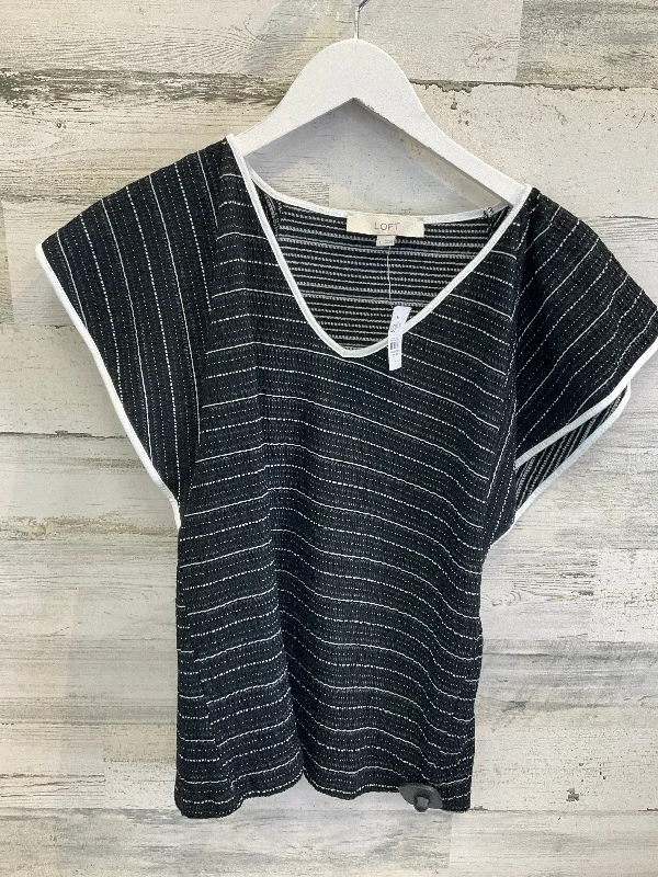 Top Short Sleeve By Loft In Black, Size: L