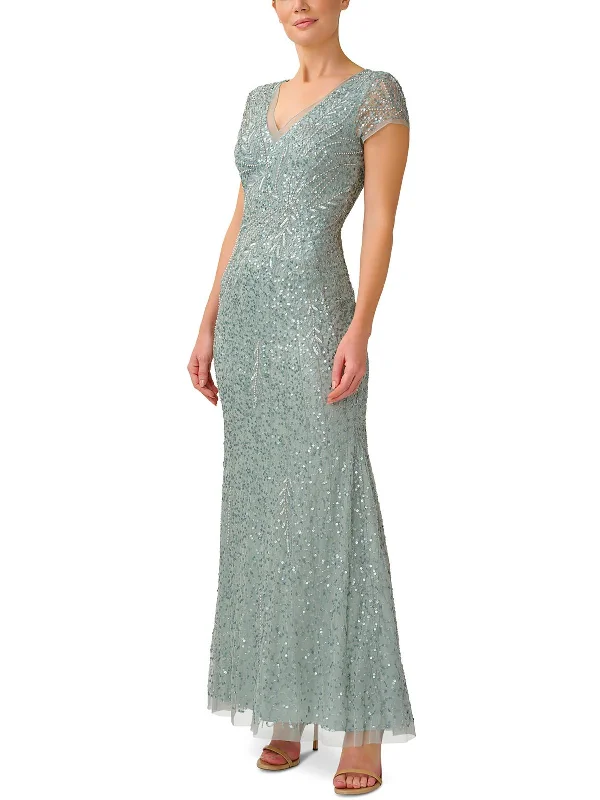 Womens Beaded Mermaid Evening Dress