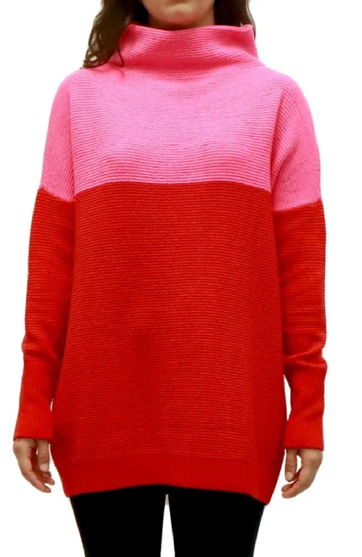 Colorblock Sweater In Red