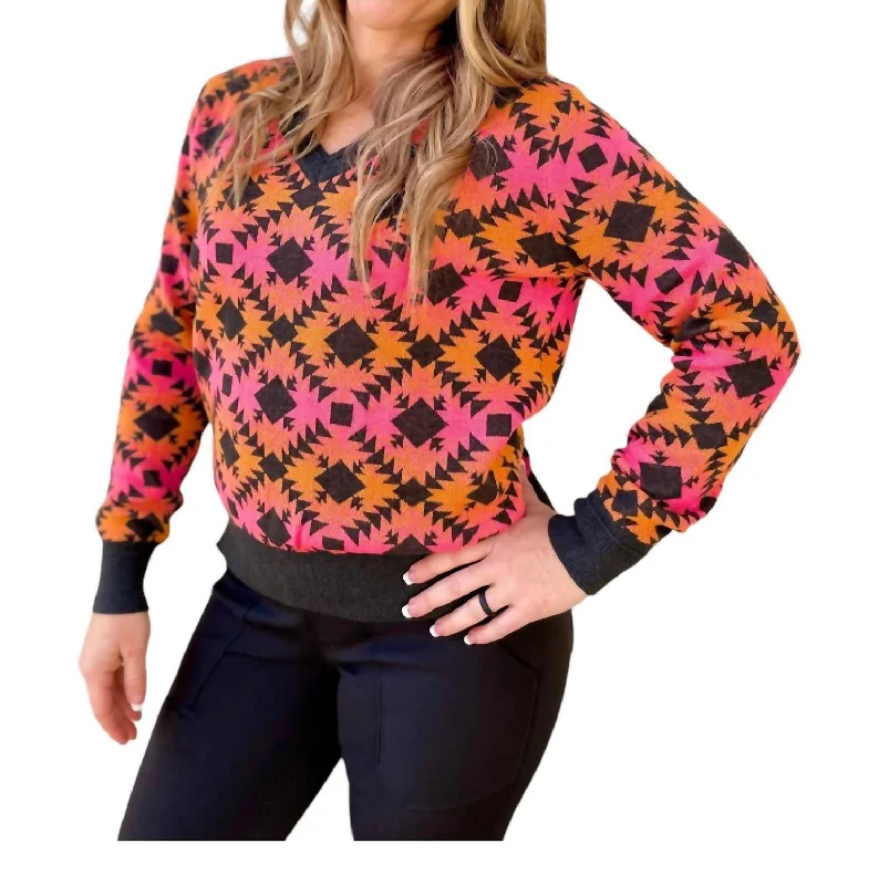 Hottie Sweater In Pink Multi