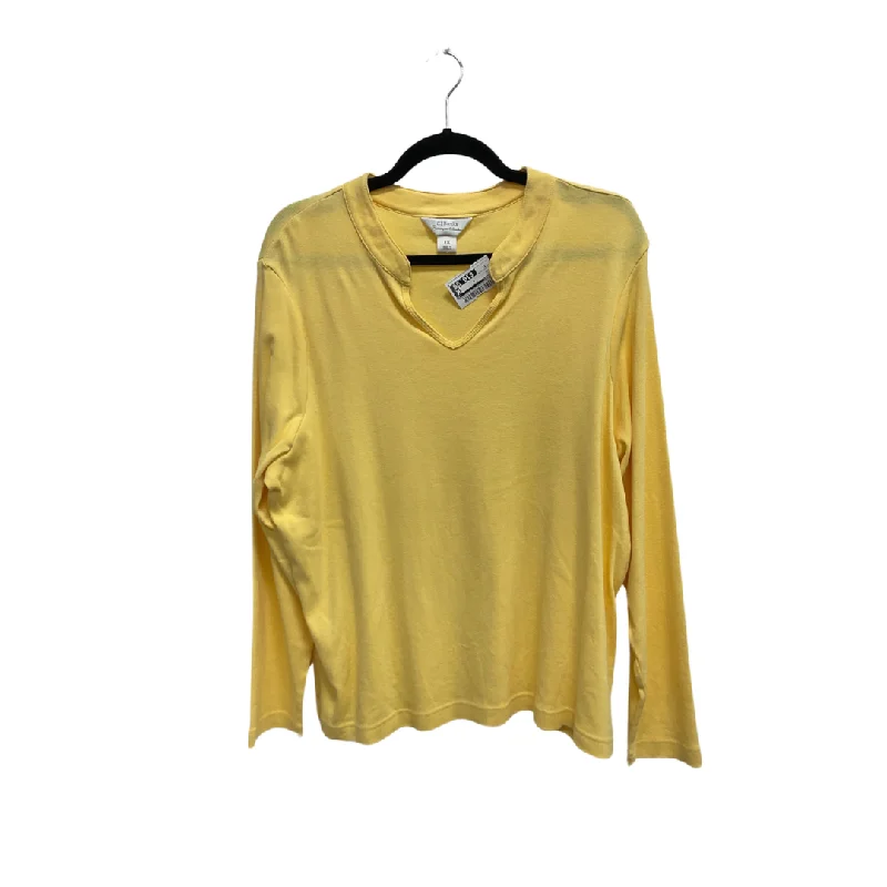 Top Long Sleeve By Cj Banks In Yellow, Size: 1x