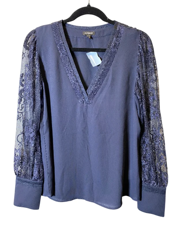 Top Long Sleeve By Express In Navy, Size: M