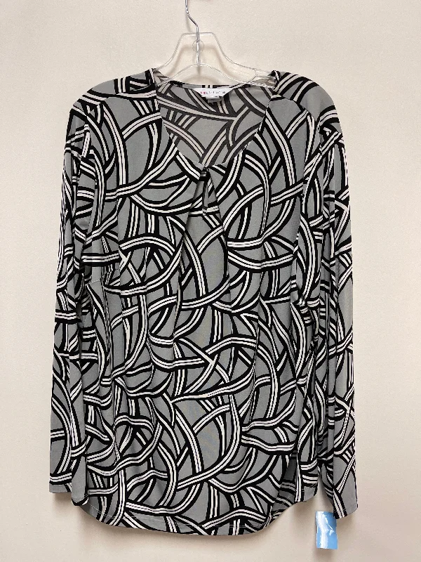 Top Long Sleeve By Liz Claiborne In Black & Grey, Size: 1x