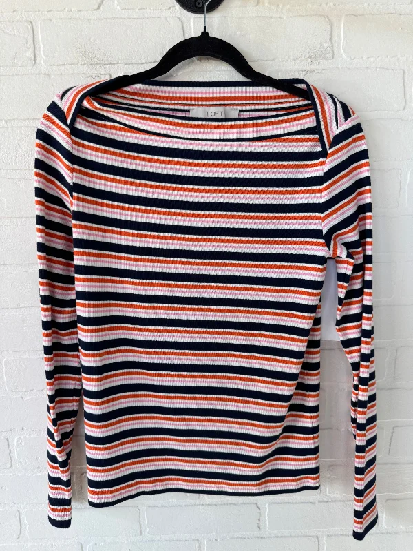 Top Long Sleeve By Loft In Striped Pattern, Size: M