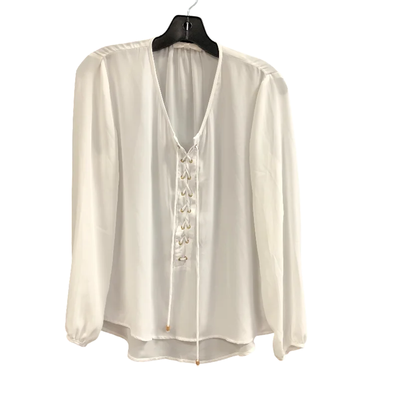 Top Long Sleeve By Olivaceous In White, Size: L