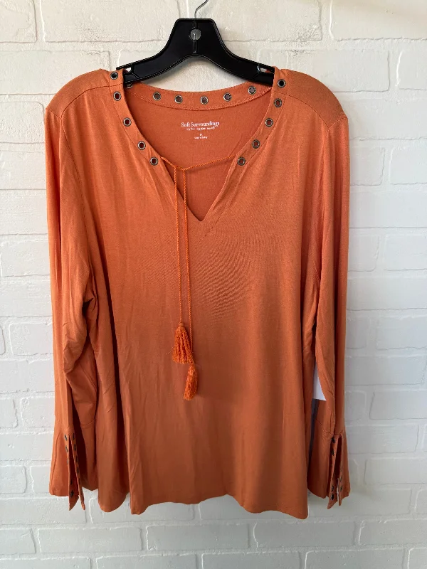 Top Long Sleeve By Soft Surroundings In Orange, Size: 1x