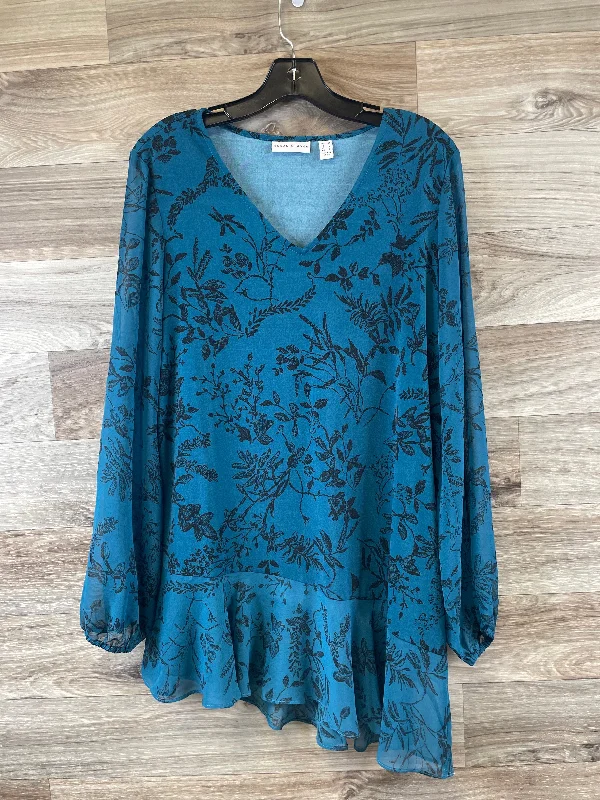 Top Long Sleeve By Susan Graver In Black & Green, Size: M