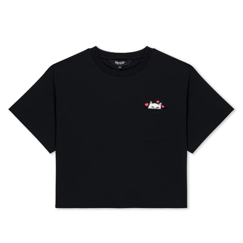 Nermal Loves Cropped Baby Pocket Tee (Black)